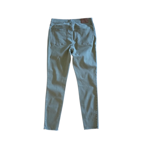 Madewell 9" High Rise Skinny Jeans Women's Olive Green Raw Hem Stretch Size 28 - Picture 2 of 13